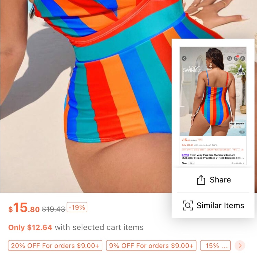 SHEIN Red and Blue One Piece Swimsuit for Stylish Swim